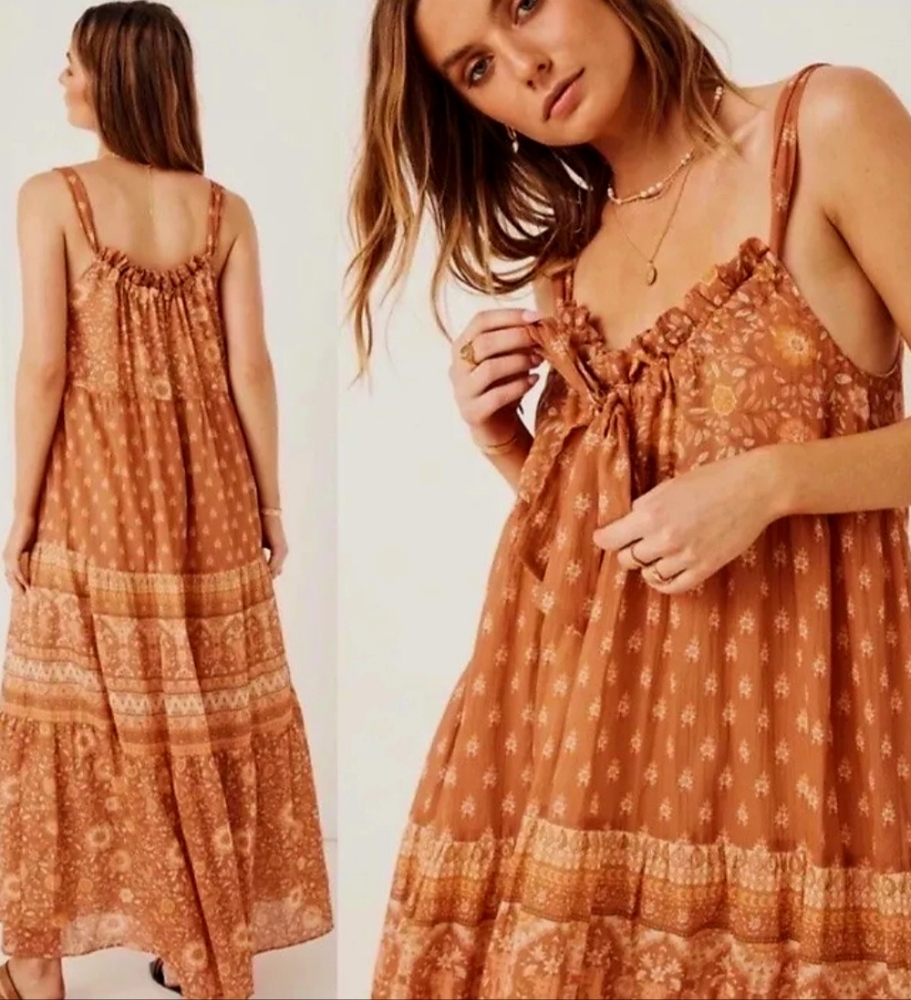 ✨ SPELL & THE GYPSY COLLECTIVE UTOPIA STRAPPY MAXI DRESS ✨🌴 CINNAMON  MEDIUM